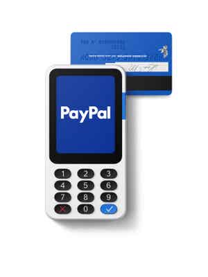 Sleek, white PayPal POS Card Reader on a modern white charging stand